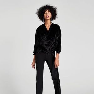 Zara velvet cross over top 🔥